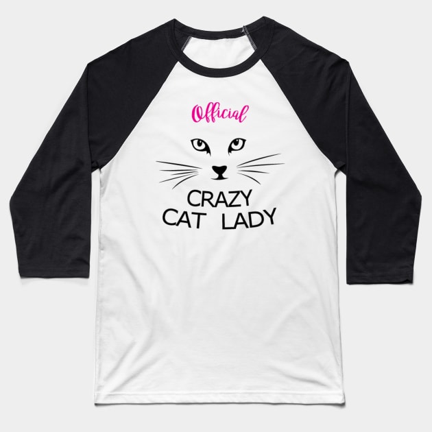 Official crazy cat lady Baseball T-Shirt by Teezer79